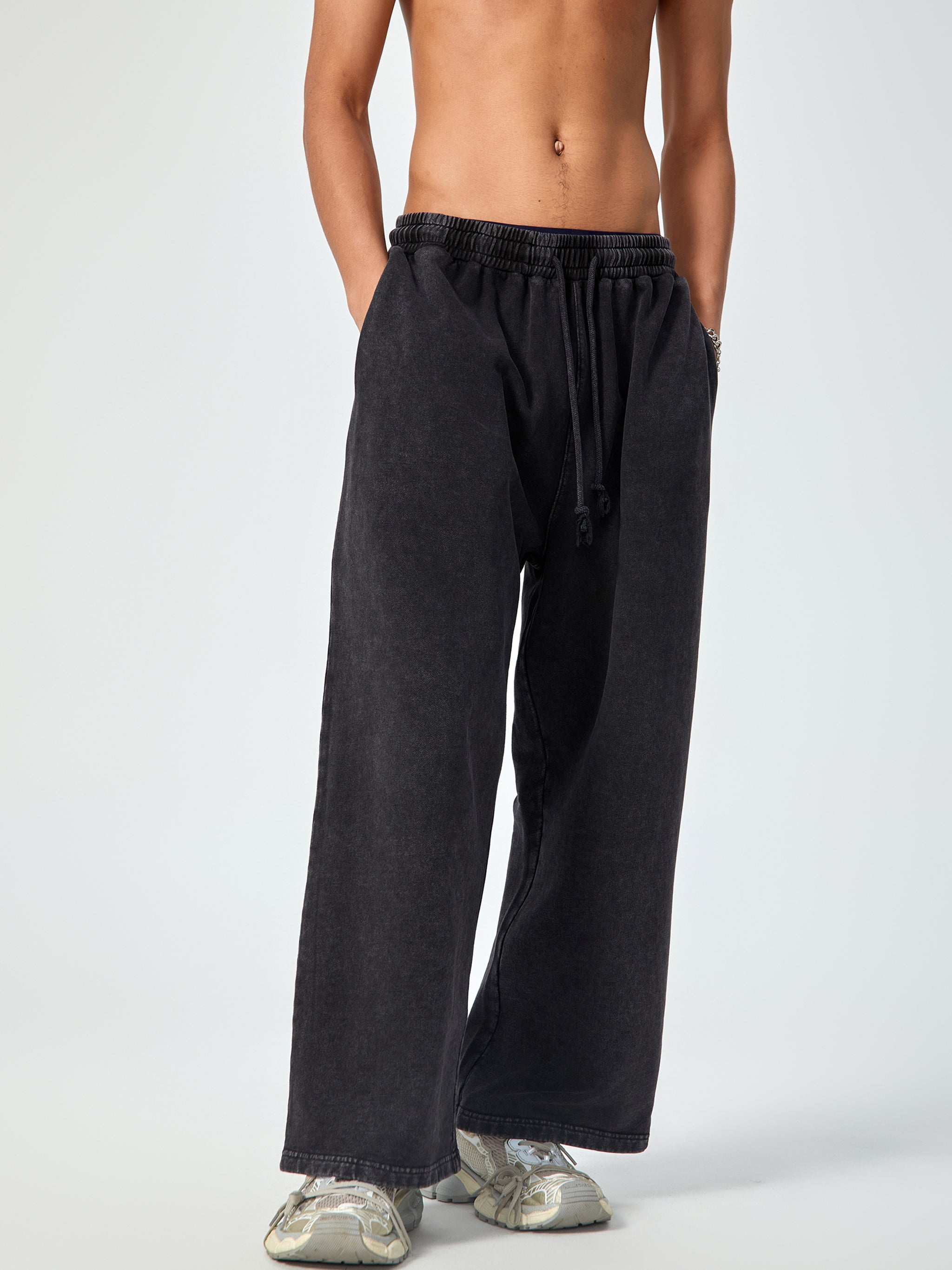 ACID WASH STRAIGHT LEG TROUSERS