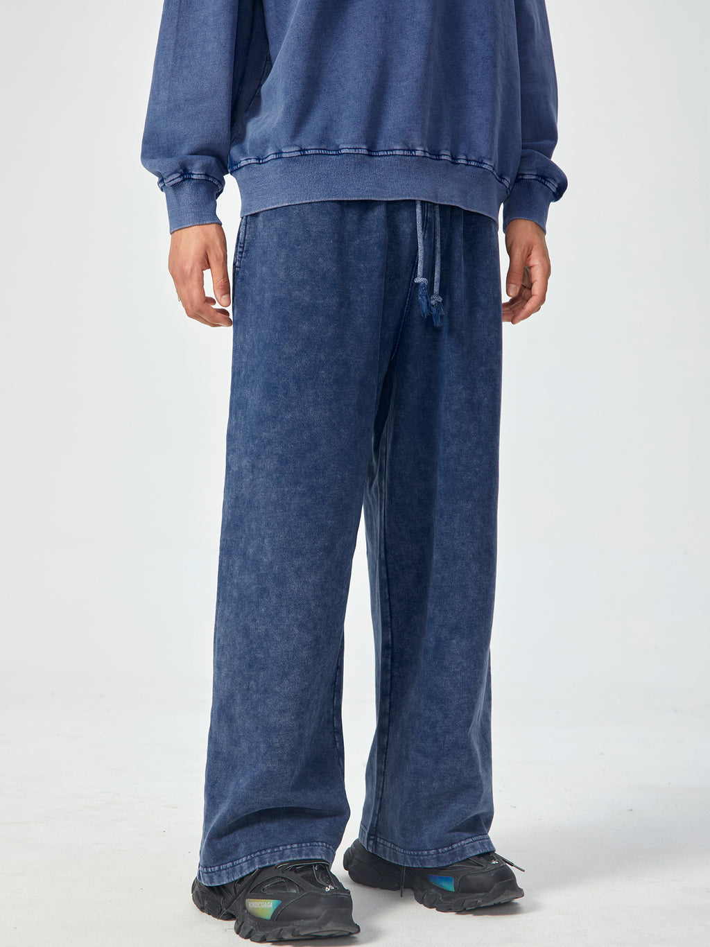 ACID WASH STRAIGHT LEG TROUSERS