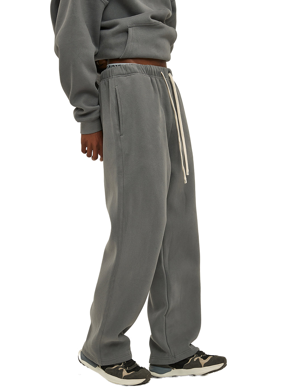 SOLID COLOR FLEECE STRAIGHT PANTS